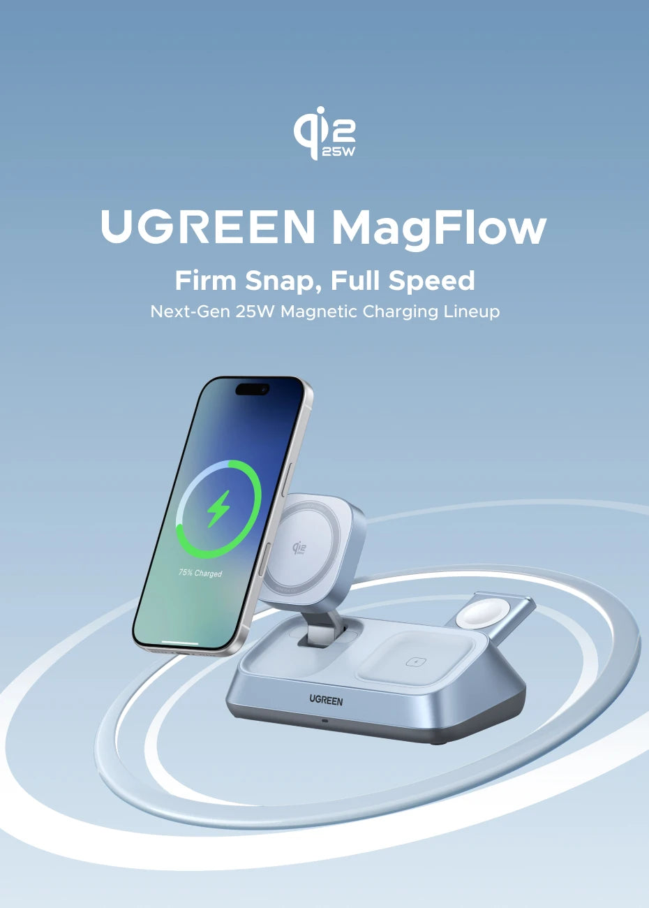 UGREEN 3-in-1 Qi2 Magnetic Charging Station