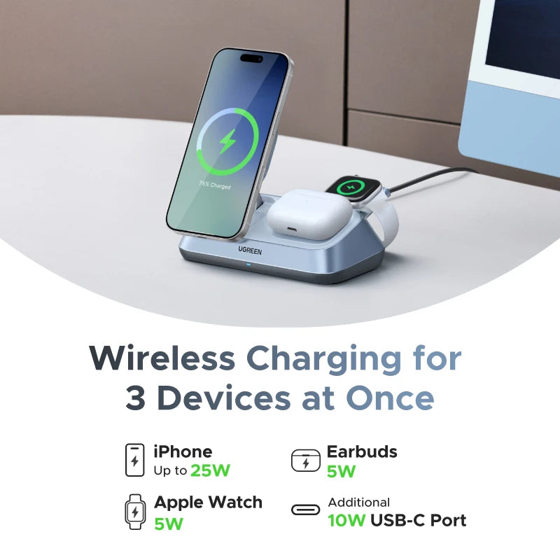 UGREEN 3-in-1 Qi2 Magnetic Charging Station