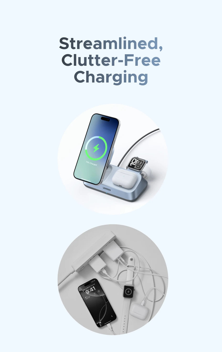 UGREEN 3-in-1 Qi2 Magnetic Charging Station