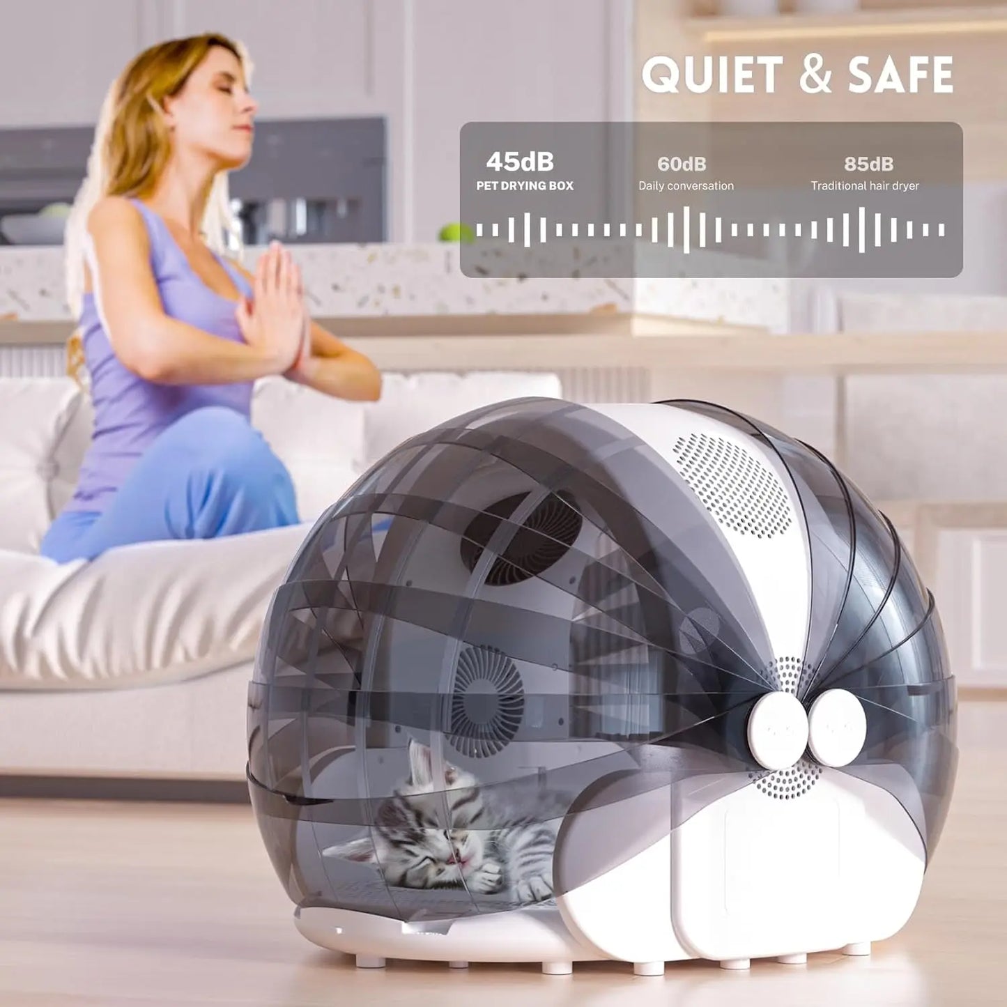 Secador automático inteligente con soplador de agua para gatos y perros, caja de baño plegable para mascotas pequeñas, producto de aseo germicida abastecido.