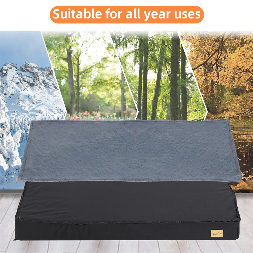Large Orthopaedic Dog Bed Waterproof Cushion Pet Mattress 2 In 1 Pet Dog Crate Bed with Removable Washable Cover Indoor Outdoor